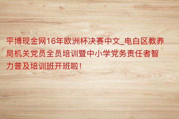 平博现金网16年欧洲杯决赛中文_电白区教养局机关党员全员培训暨中小学党务责任者智力普及培训班开班啦！