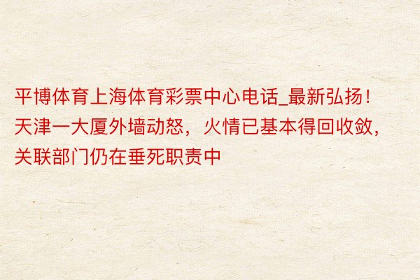 平博体育上海体育彩票中心电话_最新弘扬！天津一大厦外墙动怒，火情已基本得回收敛，关联部门仍在垂死职责中
